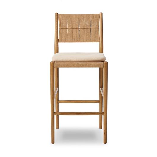 Dara Bar Stool In Broadway Dune And Natural Paper Cord And Toasted Ash by Four Hands