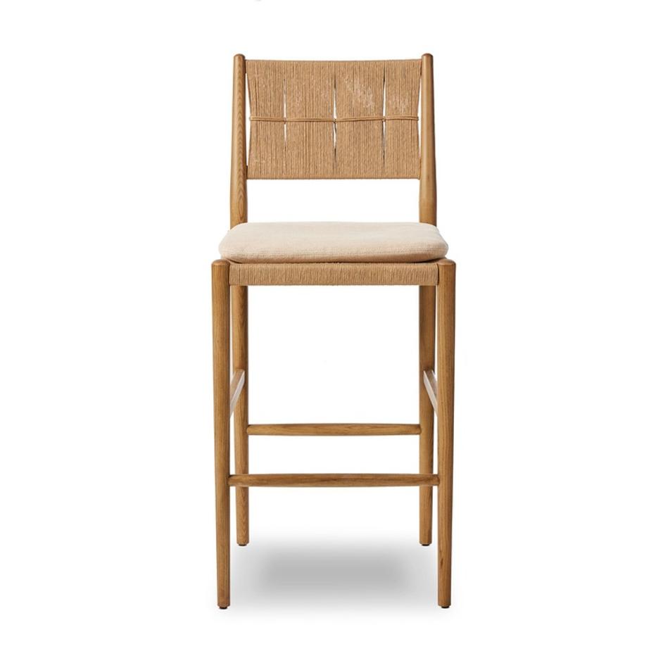Dara Bar Stool In Broadway Dune And Natural Paper Cord And Toasted Ash by Four Hands