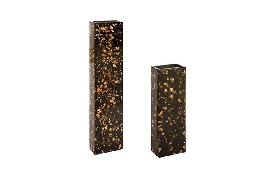 Captured Gold Flake Vase, Black, LG by PHILLIPS COLLECTION