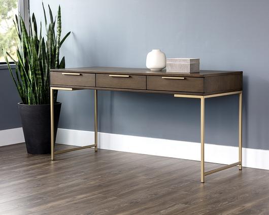 Rebel Desk - Gold - Raw Umber by Sunpan