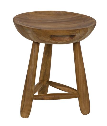 Basel Teak Stool with Clear Coat Semi-Gloss Finish by Noir Furniture