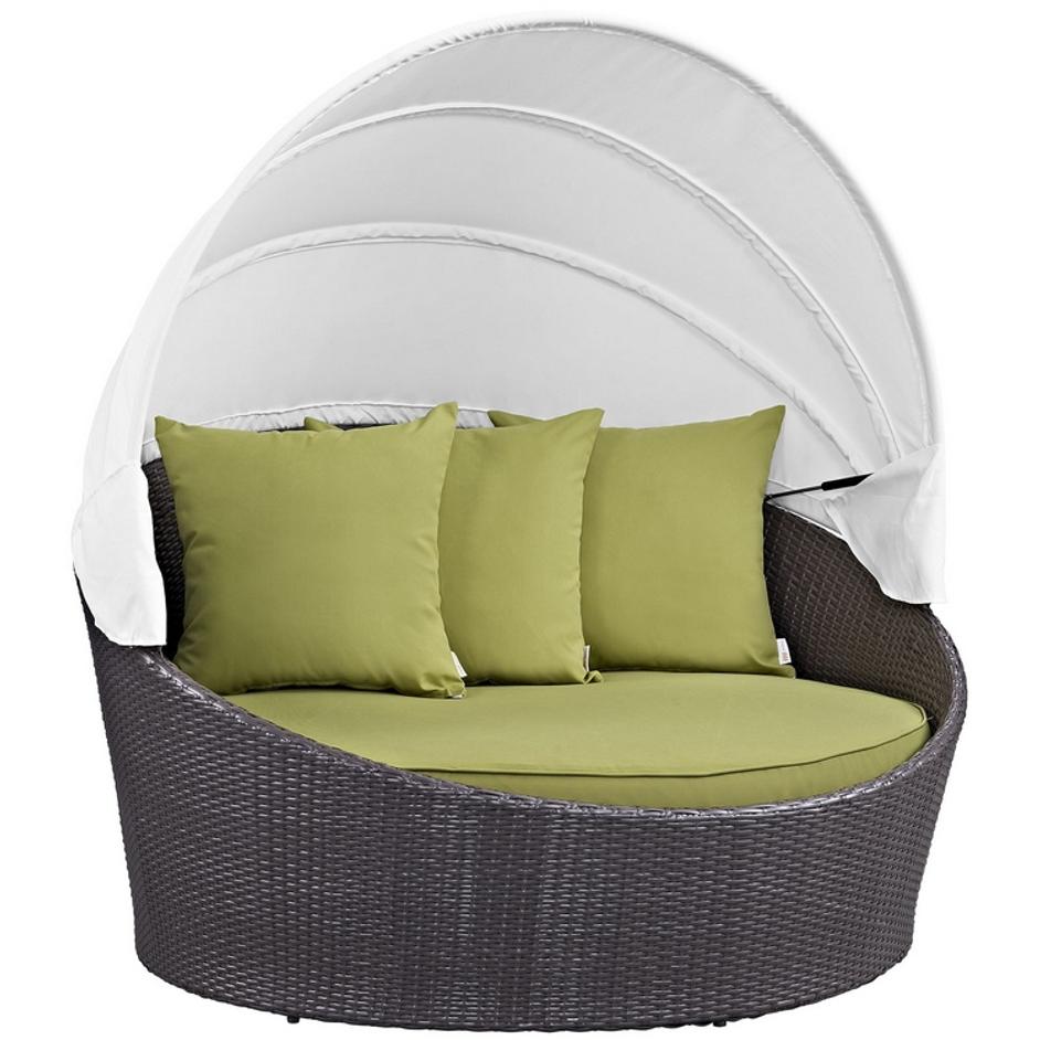 Minerva Canopy Outdoor Patio Daybed In Espresso Peridot by Modway Furniture