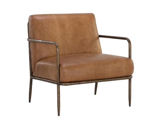 LATHAN LOUNGE CHAIR - TAN LEATHER by Sunpan