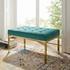 Garret Gold Stainless Steel Leg Medium Performance Velvet Bench In Gold Teal by Modway Furniture