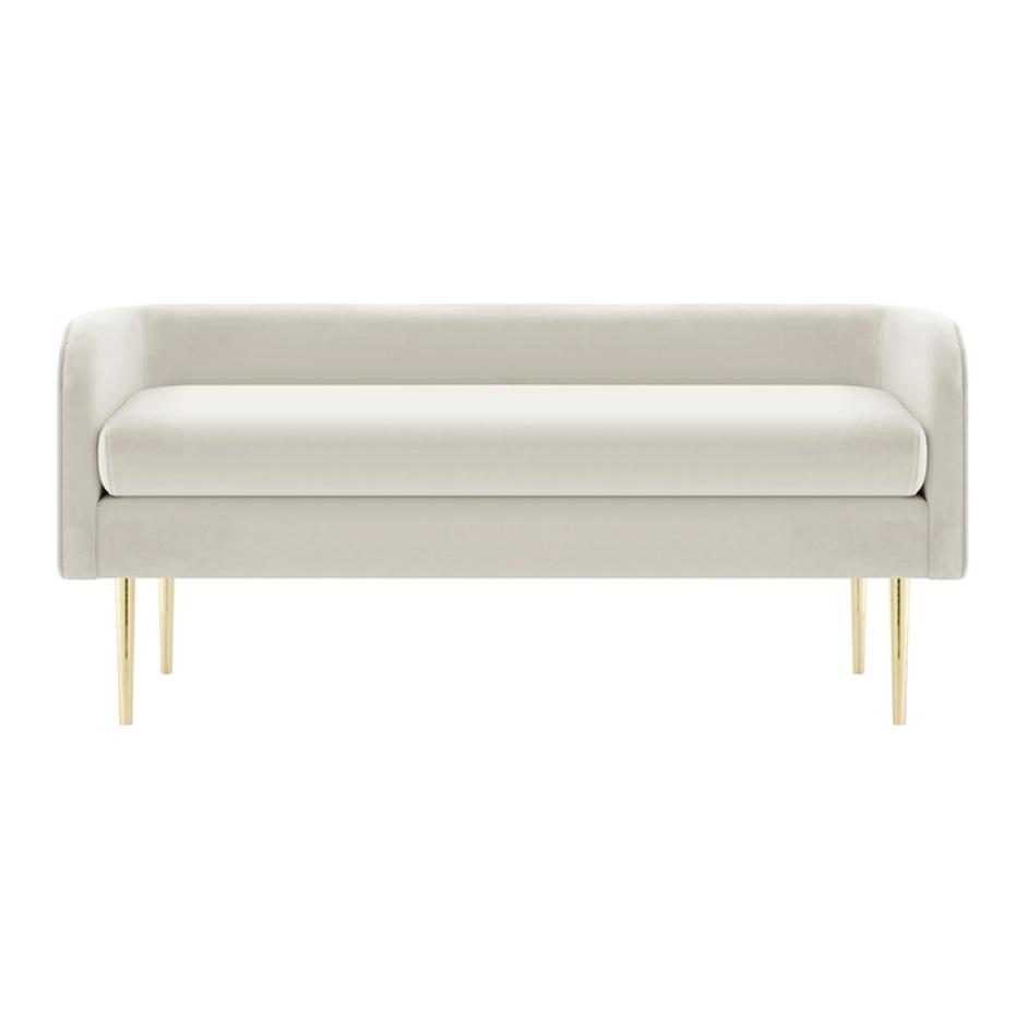 Marsha KD Velvet Bench, Dainty Cream by New Pacific Direct