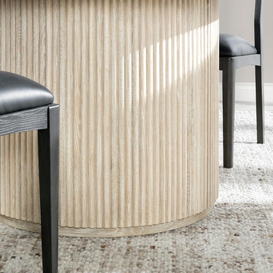 Vander Oak Wood 55" Round Dining Table Cream Washed by Classic Home