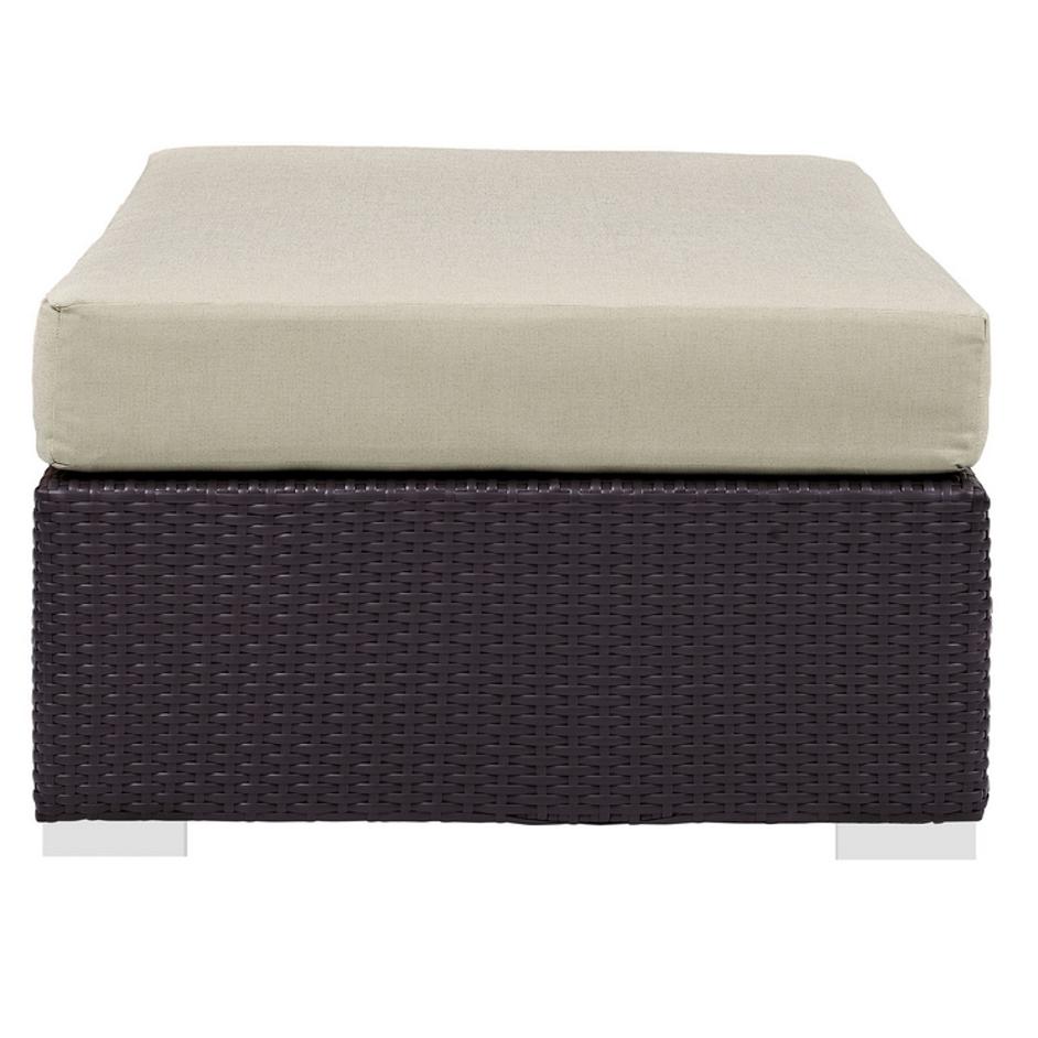 Minerva Outdoor Patio Fabric Rectangle Ottoman In Espresso Beige by Modway Furniture