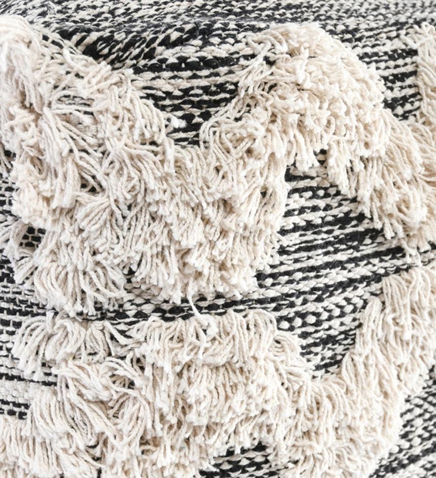 Maeve Black/Ivory Pouf by Classic Home