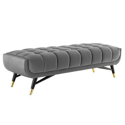 Scholar 60" Performance Velvet Bench In Gray by Modway Furniture