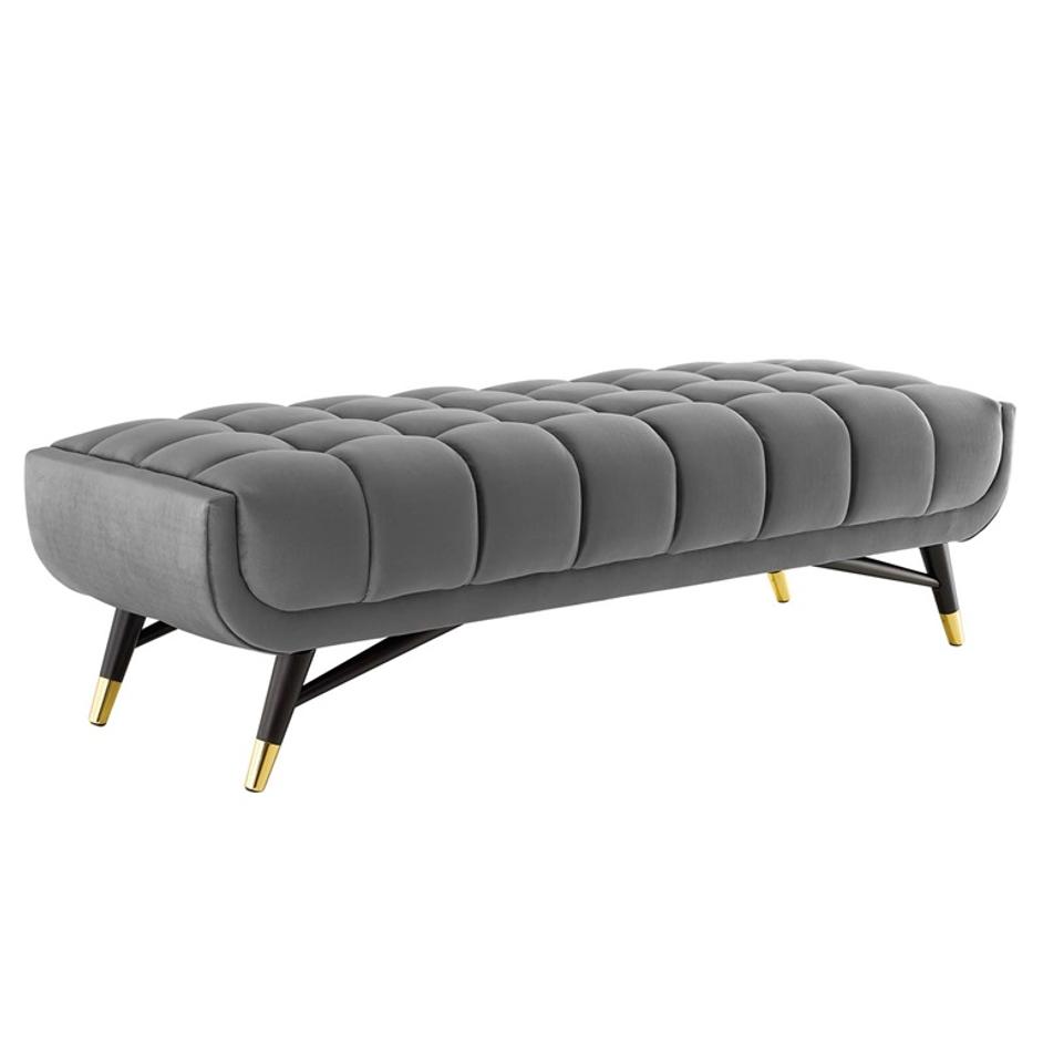 Scholar 60" Performance Velvet Bench In Gray by Modway Furniture