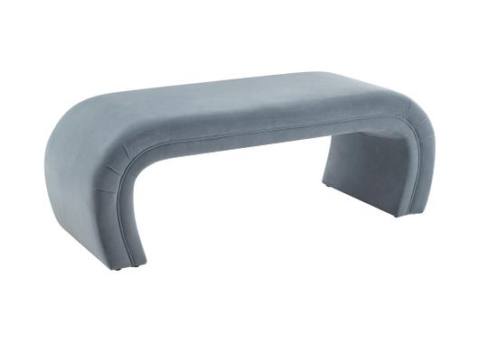 Kenya Sea Blue Velvet Bench by tov furniture