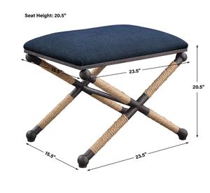 Firth Small Navy Fabric Bench by Uttermost