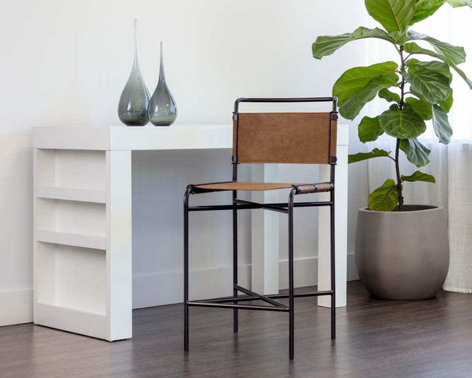 CORRIGAN COUNTER STOOL - COGNAC LEATHER by Sunpan