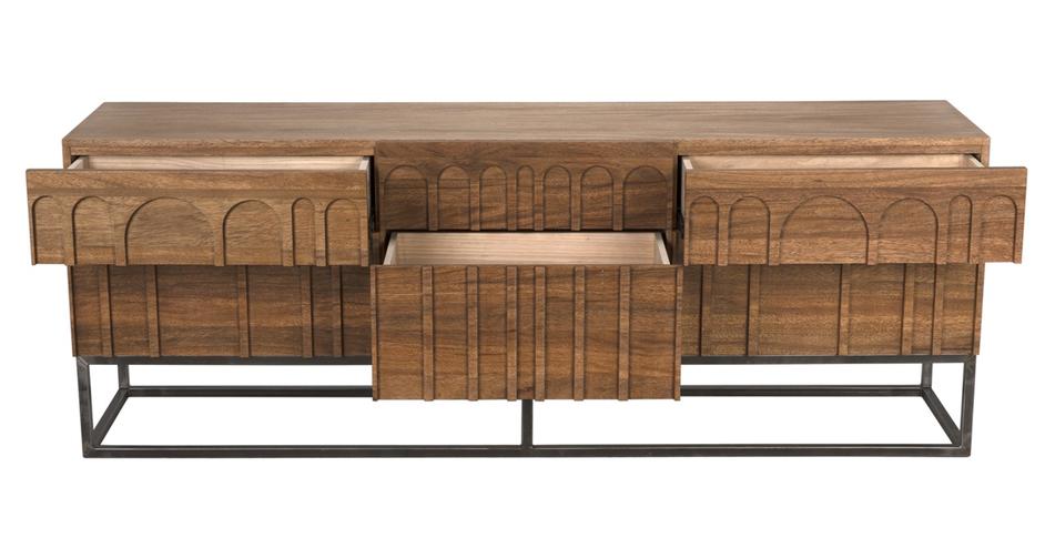 Casanova Sideboard in Dark Walnut with Industrial Steel Accents by Noir Furniture