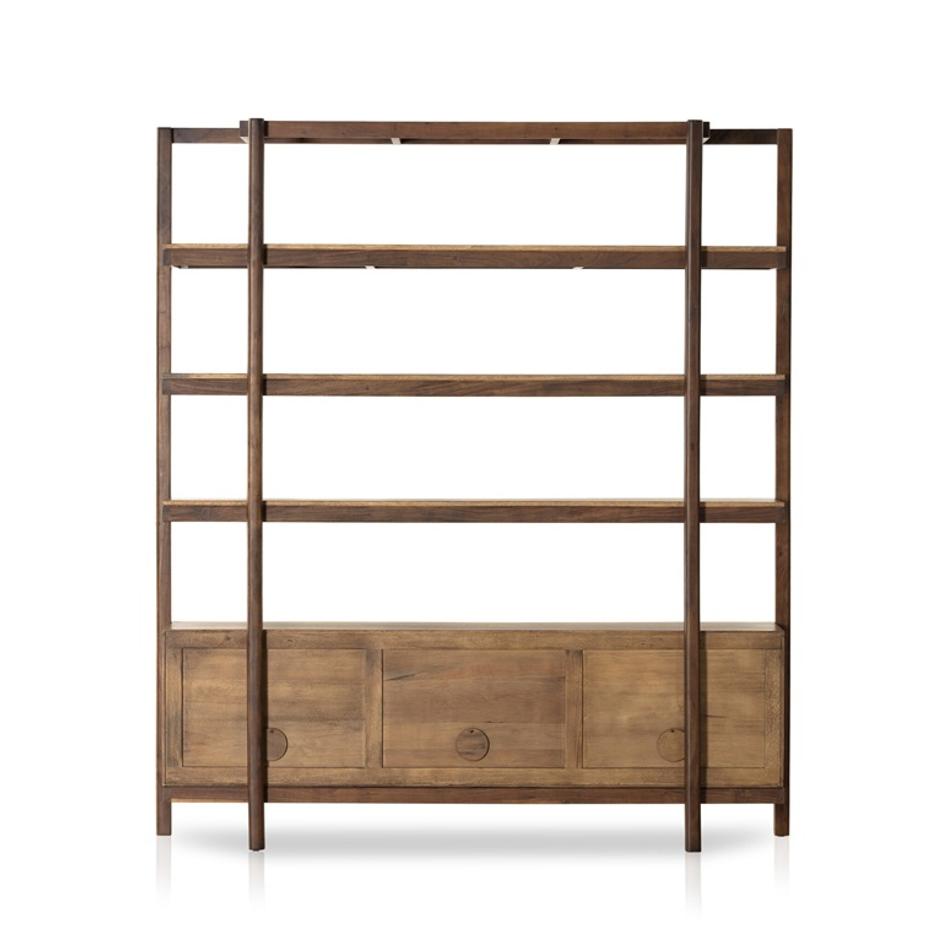 Reza Wide Bookcase - Toasted Acacia by Four Hands