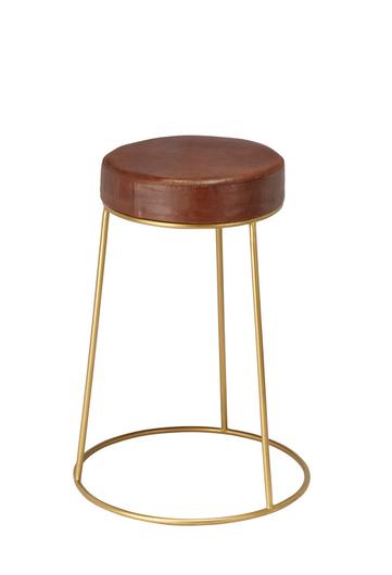  Henry Round Leather Counter Stool, Brown by Jamie Young