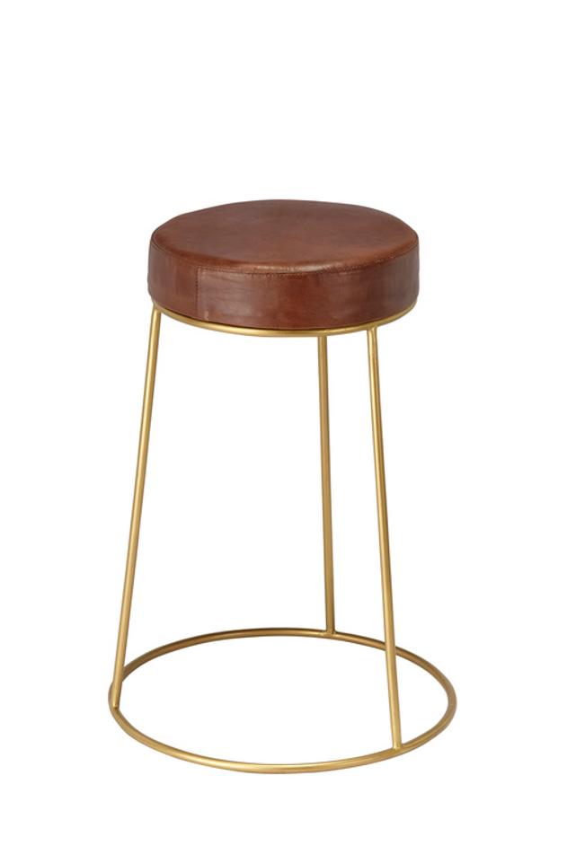  Henry Round Leather Counter Stool, Brown by Jamie Young