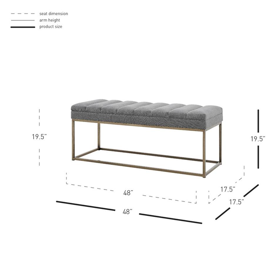 Darius Fabric Bench In Montello Gray by New Pacific Direct