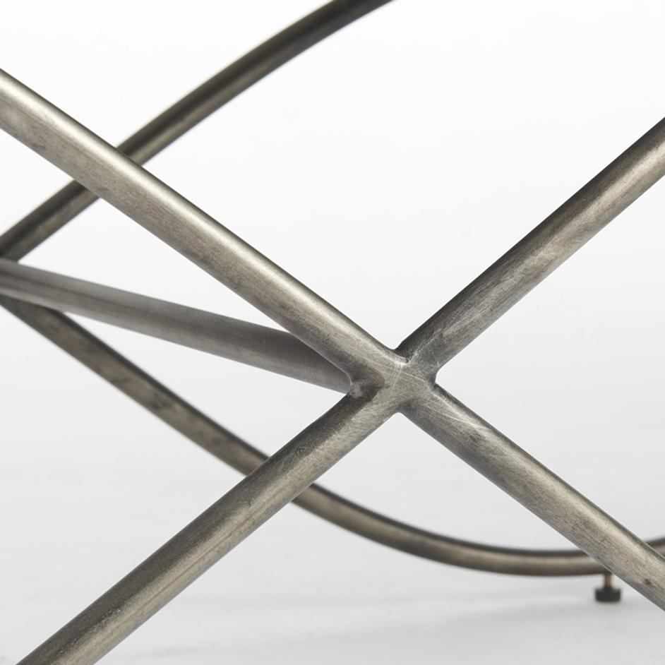 Ayla 55L x 17.6W x 18H Cream Fabric Seat W/ Antique Nickel Frame Bench by Mercana