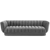 Tribute Vertical Channel Tufted Performance Velvet Sofa In Gray by Modway Furniture