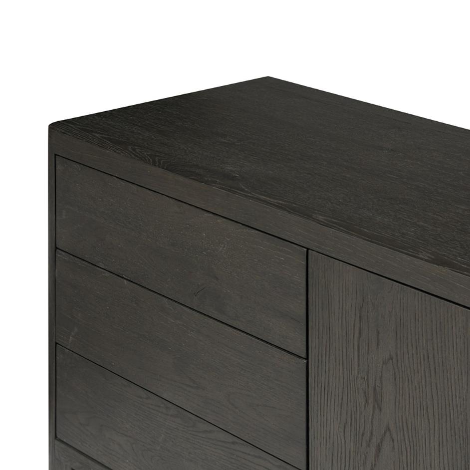 Noeline Media Console In Smoked Black Oak Veneer And Smoked Black Oak by Four Hands