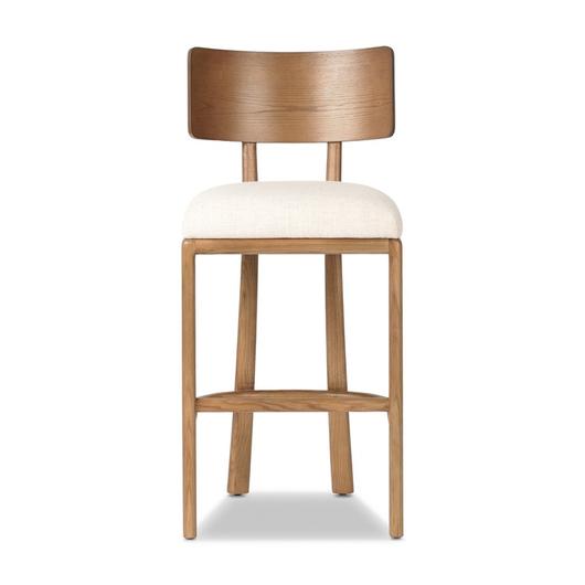 Terrance Bar Stool In Thames Cream And Amber Ash And Amber Ash Veneer by Four Hands
