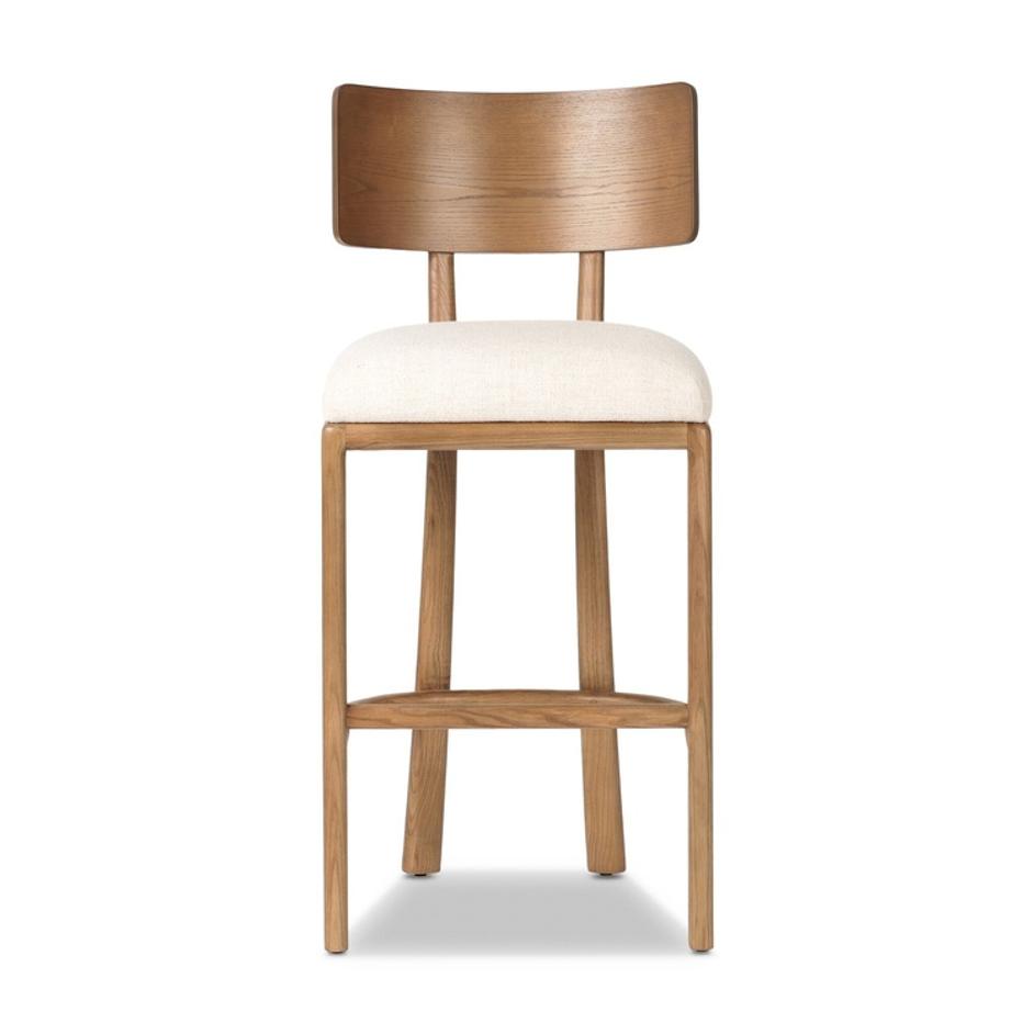 Terrance Bar Stool In Thames Cream And Amber Ash And Amber Ash Veneer by Four Hands