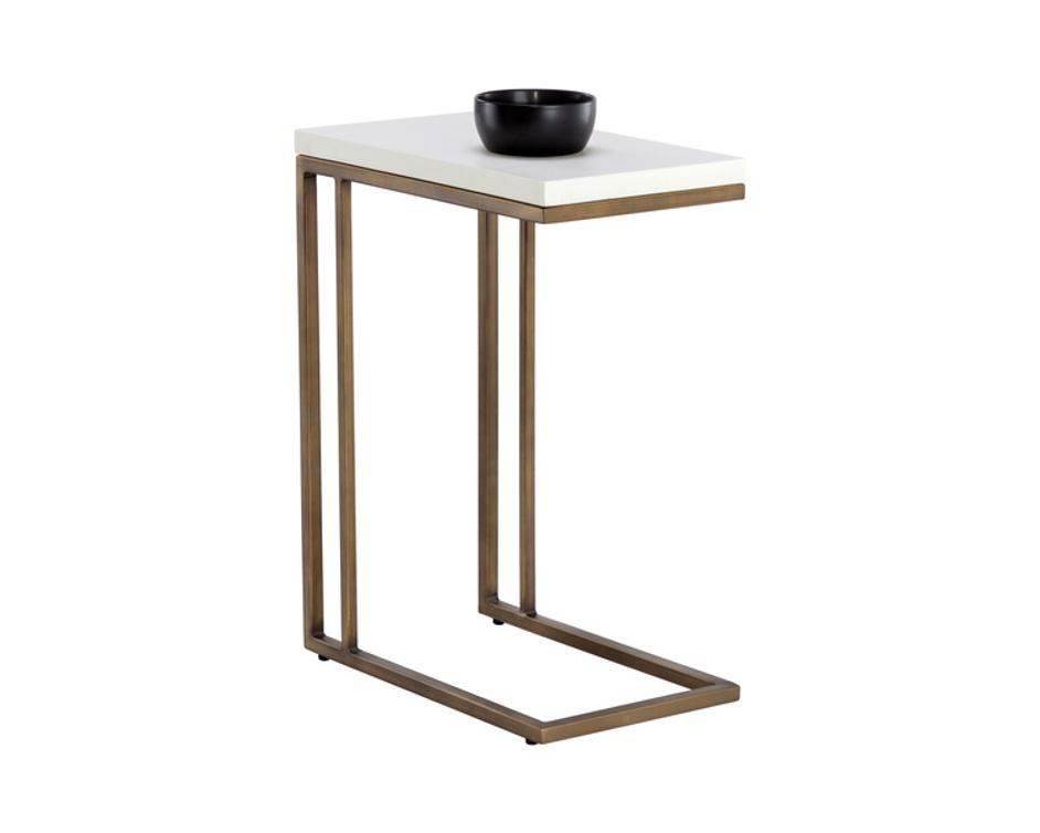 SAWYER END TABLE - ANTIQUE BRASS - WHITE by Sunpan