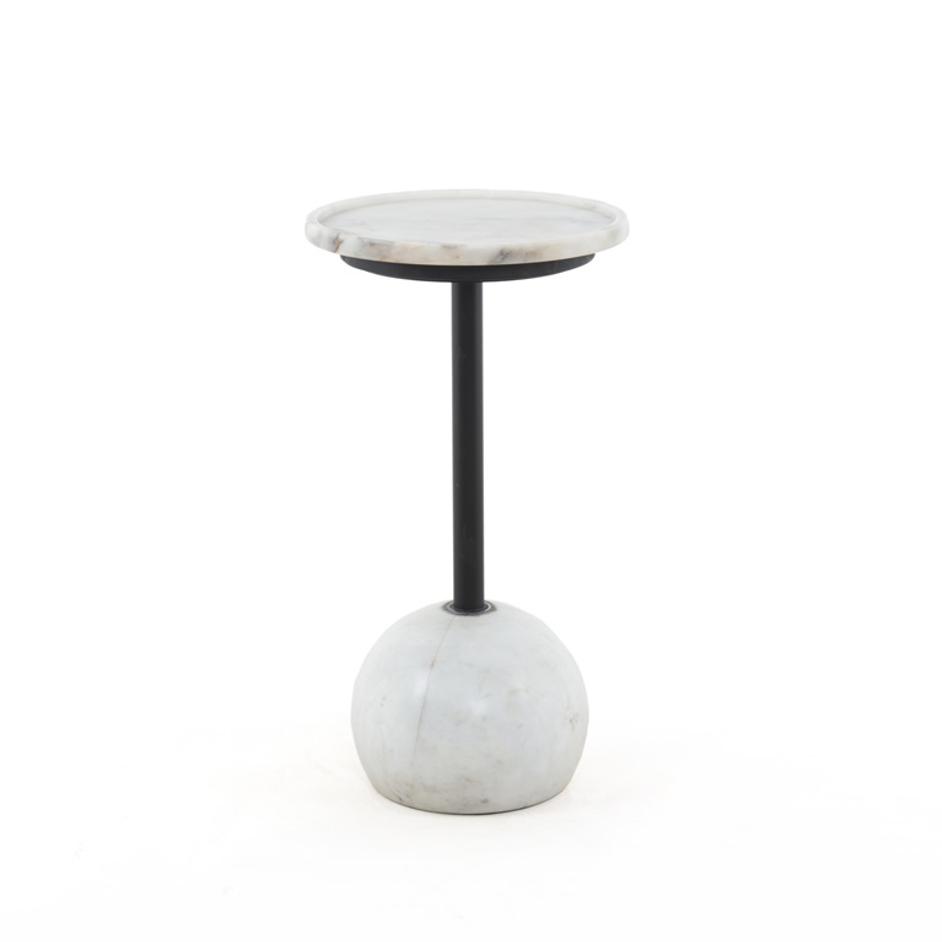 Viola Accent Table In Polished White Marble by FOUR HANDS