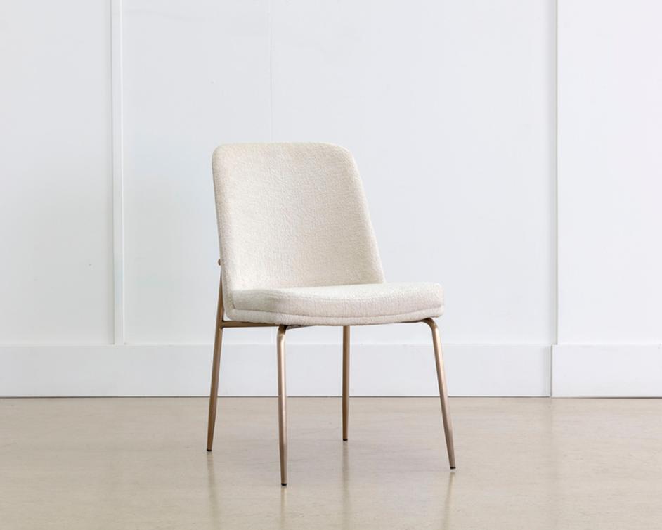 ZEKE DINING CHAIR - ANTIQUE BRASS - BERGEN IVORY by Sunpan