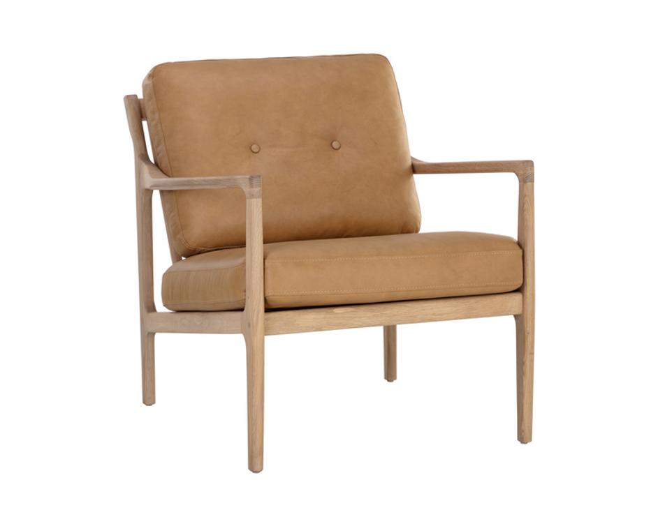 GILMORE LOUNGE CHAIR - LIGHT OAK - SAHARA CAMEL LEATHER by Sunpan