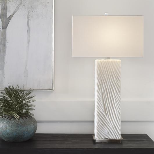 Pillar White Marble Table Lamp by Uttermost