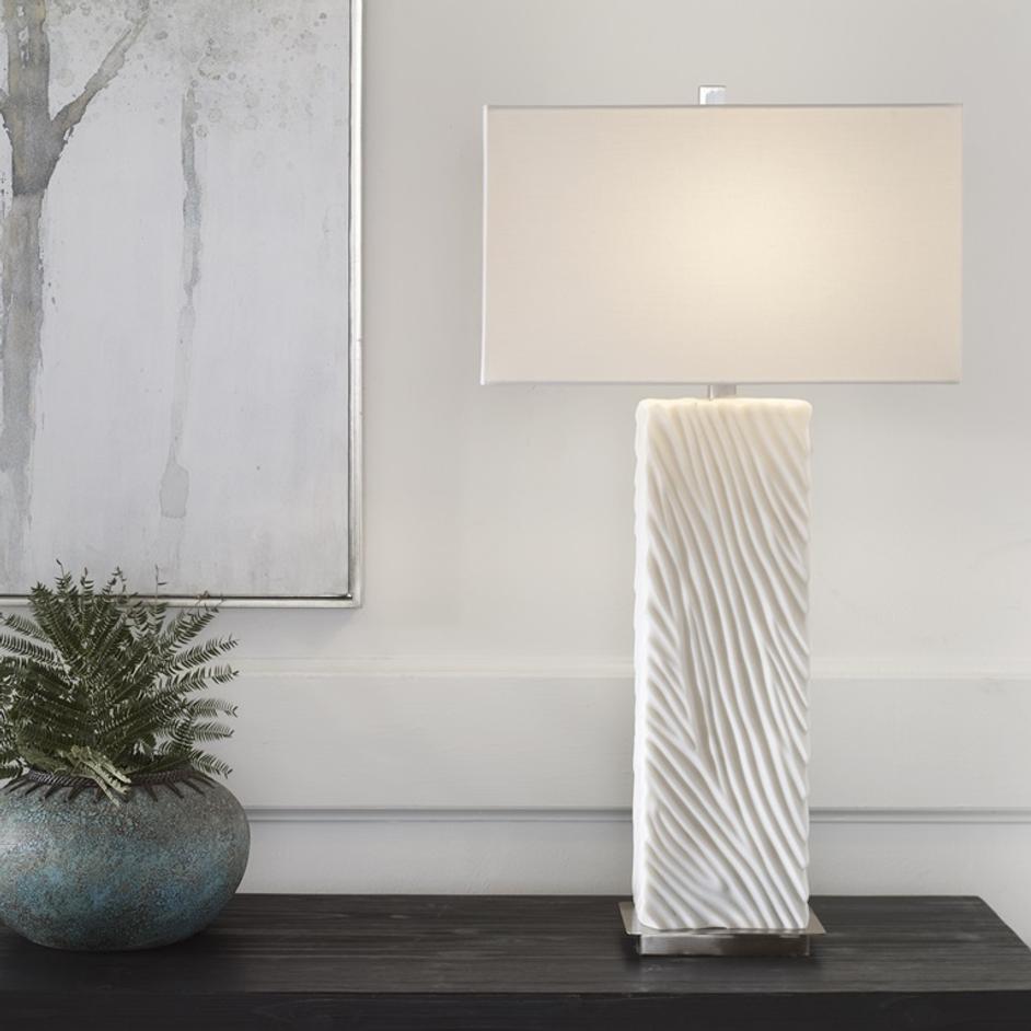 Pillar White Marble Table Lamp by Uttermost