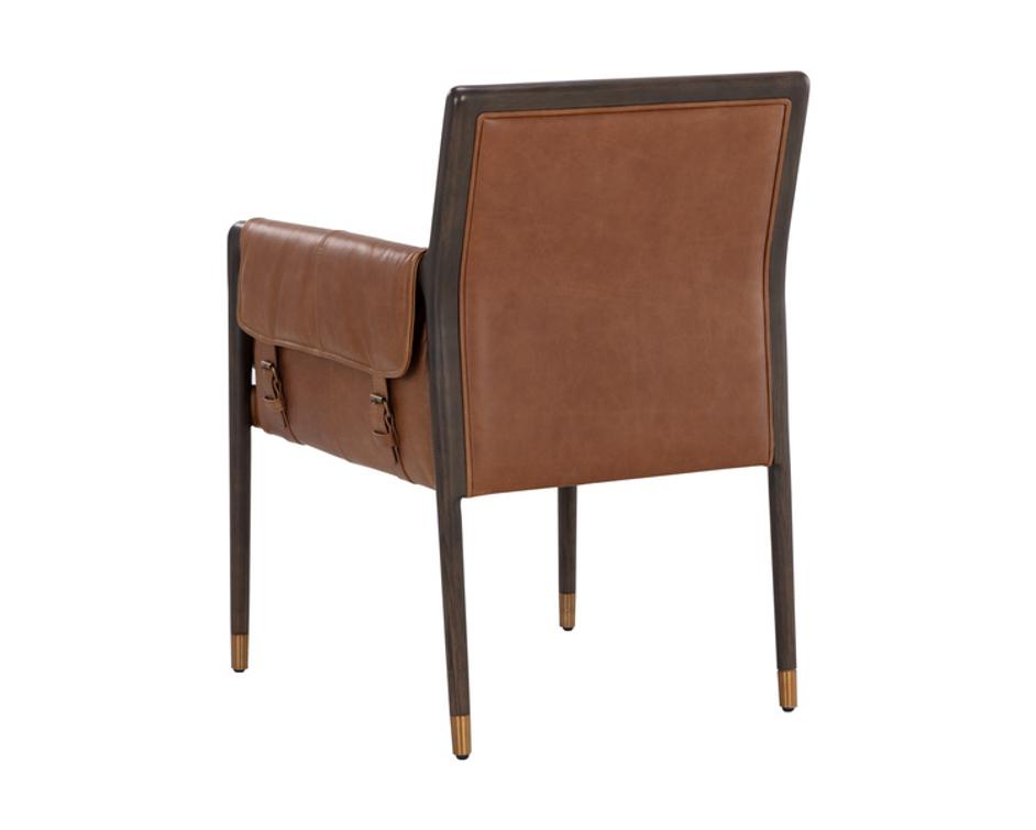 MAUTI DINING ARMCHAIR - BROWN - SHALIMAR TOBACCO LEATHER by Sunpan