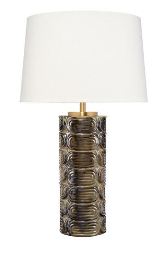 Wright Ceramic Table Lamp with Linen Shade by Jamie Young
