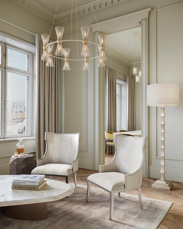 Lyndhurst Floor Lamp In Silver Leaf by Currey & Company