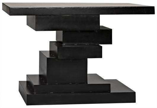 Platoon Industrial Steel Console in Matte Black by Noir Furniture