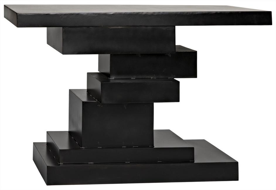 Platoon Industrial Steel Console in Matte Black by Noir Furniture