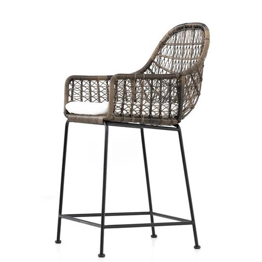 Bandera Outdoor Stool W/Cshn In Grey In Countr by FOUR HANDS