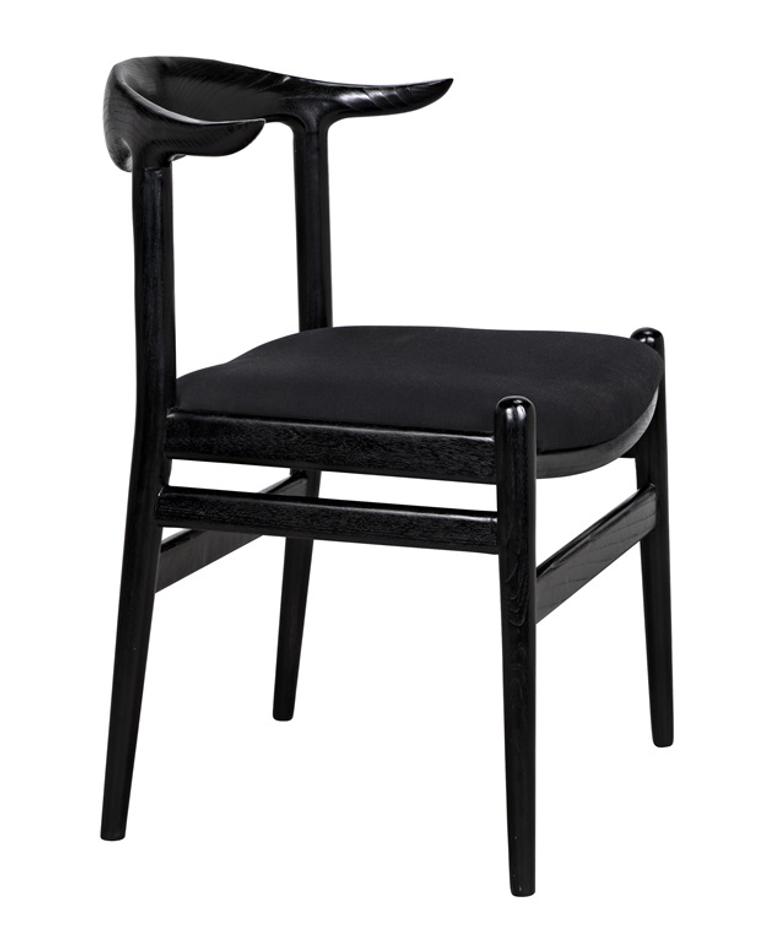Boone Sungkai/Mindi Chair in Charcoal Black with Black Cotton Fabric by Noir Furniture