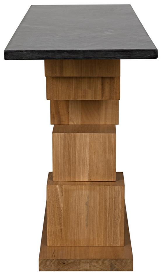 Balin Dark Walnut Console with Night Snow Marble Top and Veneer Accents by Noir Furniture