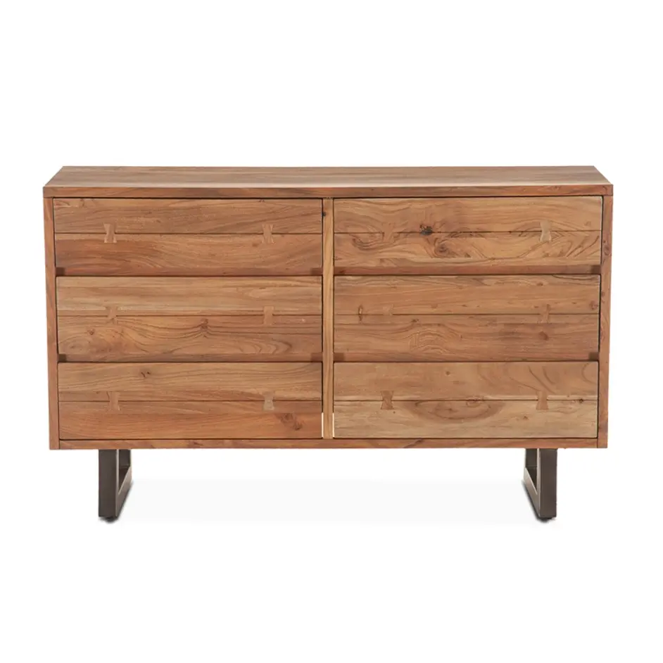 Aspen 58" Six  Drawer Dresser, Smoked Acacia by Home Trends & Design
