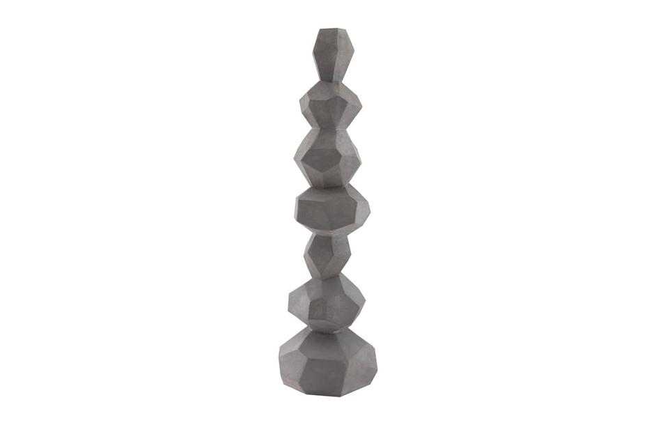 Faceted Rock Column Sculpture, Grey by PHILLIPS COLLECTION