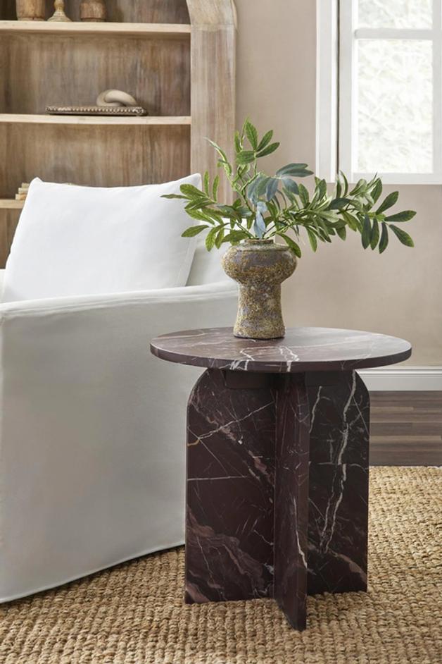 Briley Marble Round Accent Table Small by Classic Home