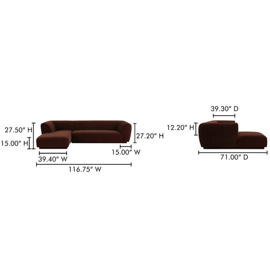 Zandro Left Sectional Warm Brown by Moes Home