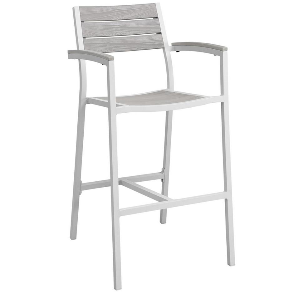 Vermont Outdoor Patio Bar Stool In White Light Gray by Modway Furniture