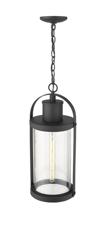 Roundhouse 1 Light Outdoor Chain Mount Ceiling Fixture in Black Finish by Z-Lite