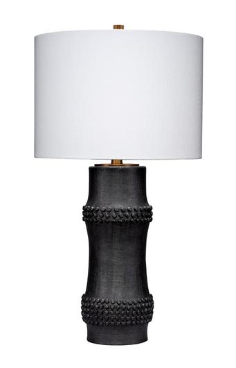 Rail Polyresin Table Lamp with Linen Shade, Black by Jamie Young