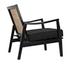 Lichtenstein Sungkai and Mindi Wood Chair with Peeled Rattan Detailing in Charcoal Black with Black Cotton Upholstery by Noir Furniture