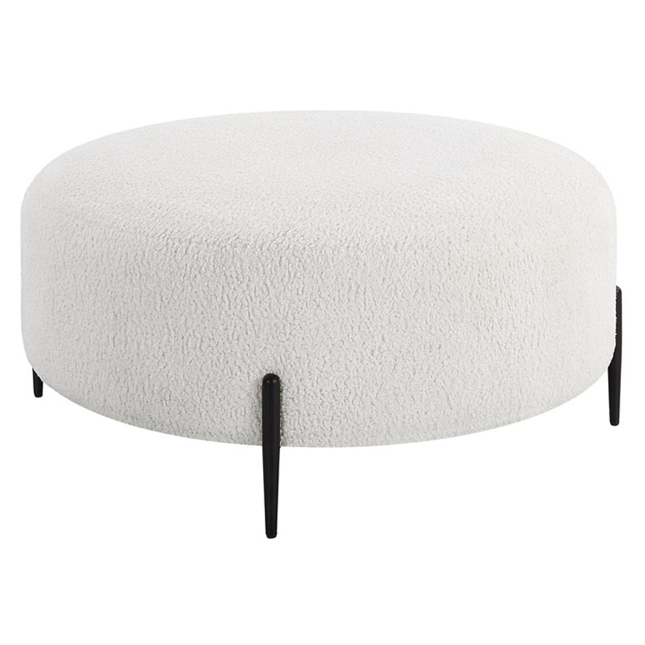 Arles Large Plush White Ottoman by Uttermost